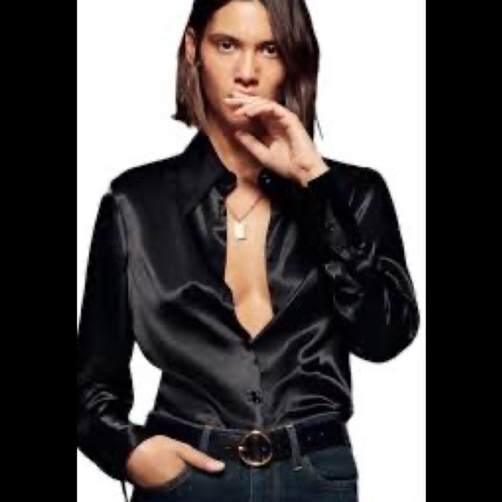 Zara satin button down small shirt. Worn once. Cleaning closet